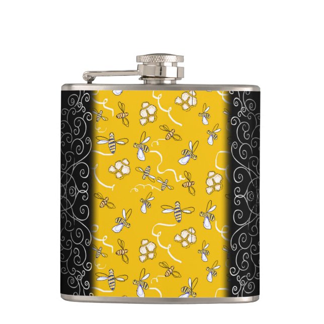 Honey Bees Hip Flask (Front)