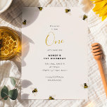 Honey Bees Kids 1st Birthday Invitation<br><div class="desc">A stylish honey bee print inspired by vintage embroidery.</div>