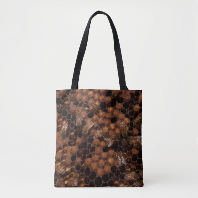 Honey Bees on a Honey Comb Tote Bag (Front)