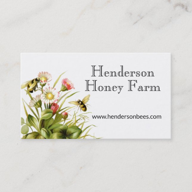 Honey Bees on Clover Business Card (Front)