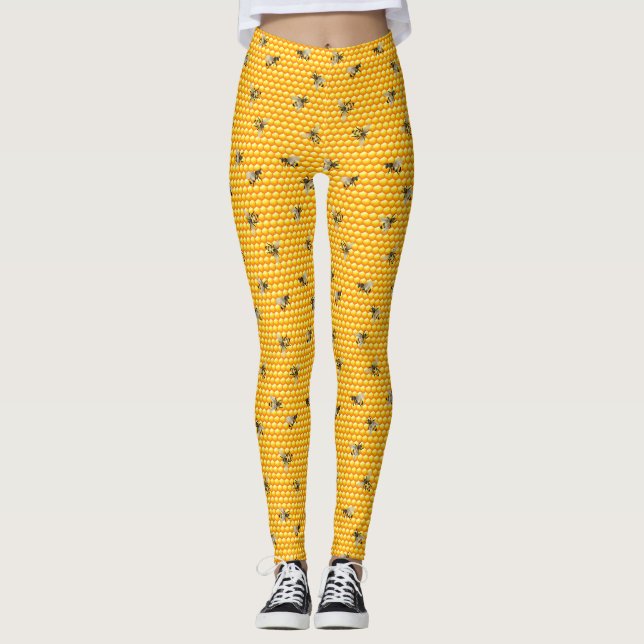 Honey Bees on Honeycomb Leggings (Front)