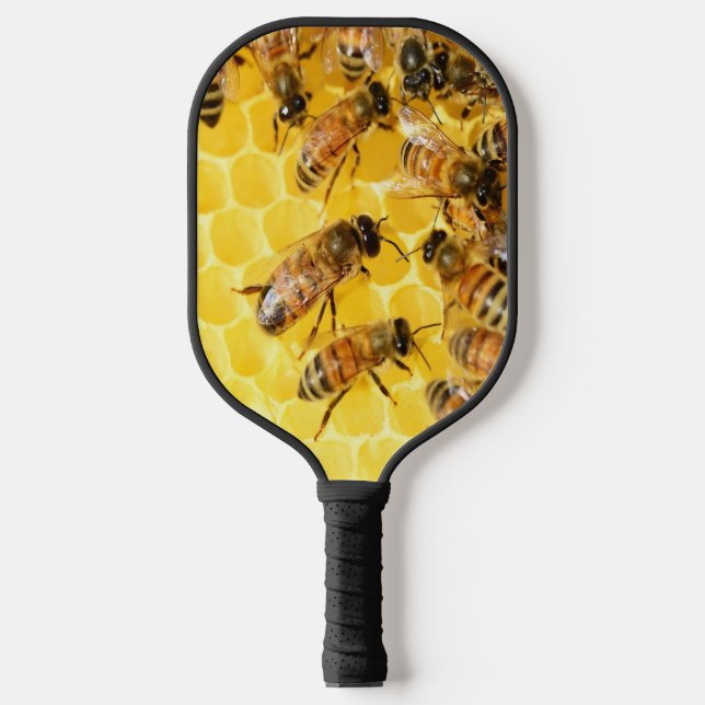 Honey Bees on Honeycomb Pickleball Paddle (Front)
