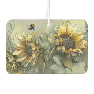Honey bees on Sunflowers Air Freshener