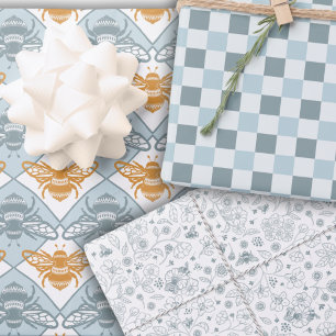 Honey Bees Pattern Matching Set Wrapping Paper Sheet