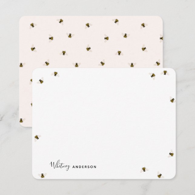 Honey Bees Personalized Stationery Note Card (Front/Back)