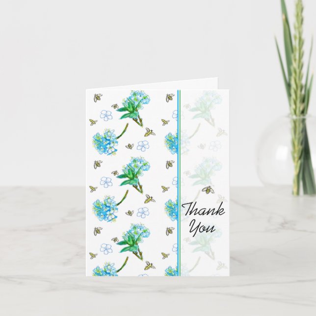 Honey Bees Watercolor Flowers Thank You (Front)