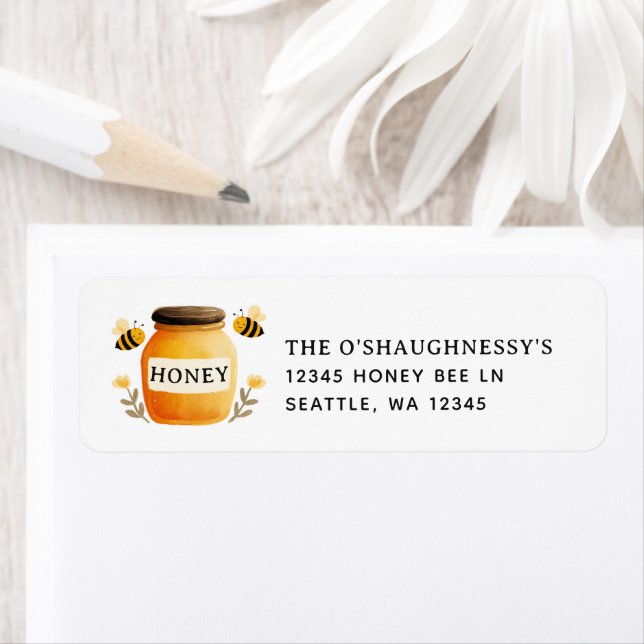 Honey & Bees Watercolor Return Address (En situation)