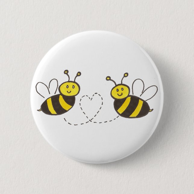 Honey Bees with Heart 2 Inch Round Button (Front)