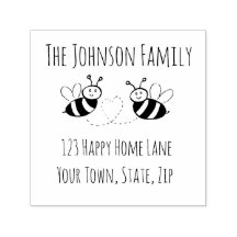 Honey Bees with Heart Address Stamp