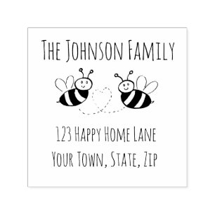 Honey Bees with Heart Address Stamp