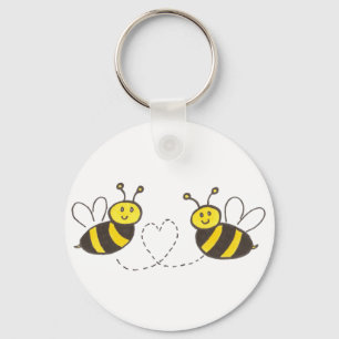 Honey Bees with Heart Keychain