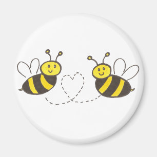 Honey Bees with Heart Magnet
