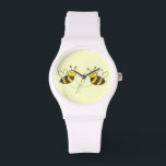 Honey Bees with Heart Sporty Watch<br><div class="desc">This product line features two sweet bees with a heart. Whimsical line drawing - perfect for an anniversary,  wedding or baby shower. Sporty watch with cute honey bee illustration that can easily be customized.</div>