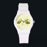 Honey Bees with Heart Sporty Watch<br><div class="desc">This product line features two sweet bees with a heart. Whimsical line drawing - perfect for an anniversary, wedding or baby shower. Sporty watch with cute honey bee illustration that can easily be customized.</div>
