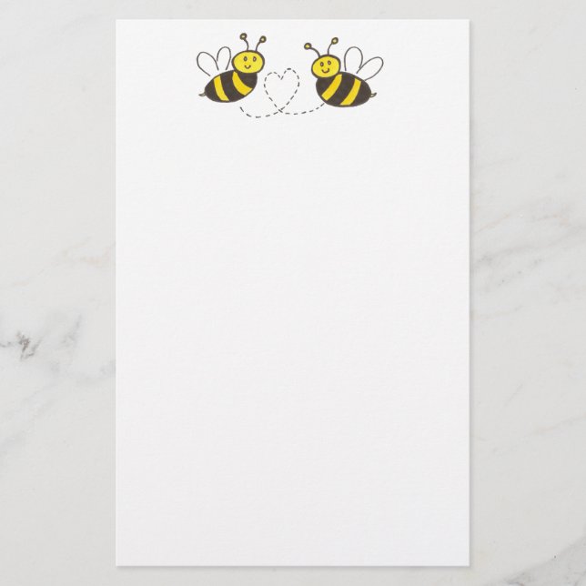 Honey Bees with Heart Stationery (Front)
