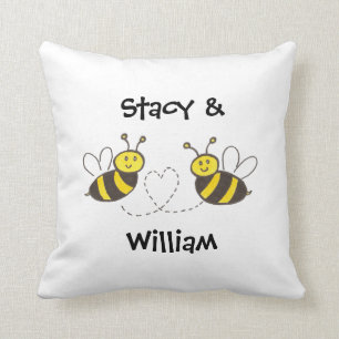 Honey Bees with Heart Throw Pillow