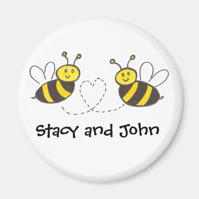 Honey Bees with Heart with Personalized Name Magnet (Front)