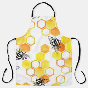 Honey Bees: Yellow Watercolor Pattern Apron