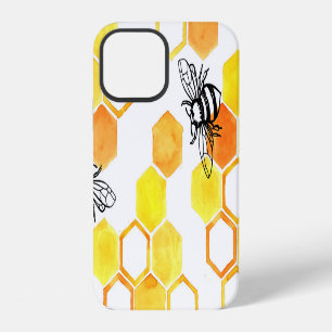 Honey Bees: Yellow Watercolor Pattern iPhone 12 Case