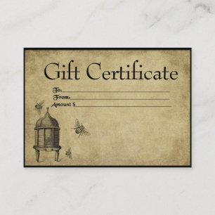 Honey Beeskep & Bees- Prim Gift Certificate Cards