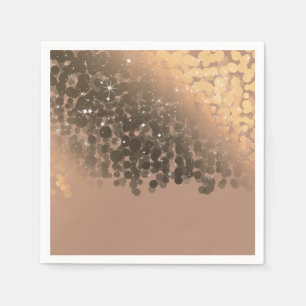 Honey Beige Champagne Golden Sparkle Lights Party Napkin