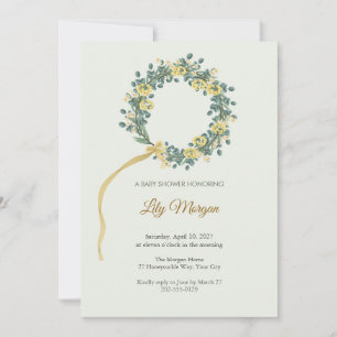 Honey Bell Ribbon Wreath Baby Shower Invitation
