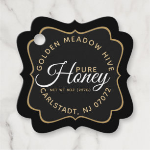 Honey Black and Gold Elegant Script hangtag Favour Tags
