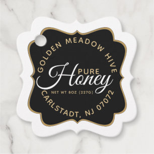 Honey Black and Gold Elegant Script hangtag Favour Tags