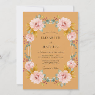 Honey Blush Wreath Wedding Invitation