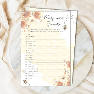 Honey Boho Wildflower Shower Baby Word Scramble