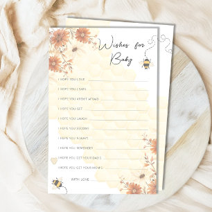 Honey Boho Wildflower Wishes For Baby Advice Card