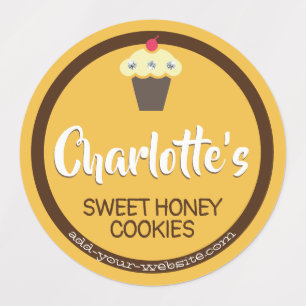 Honey Bright Yellow Cupcake Cute Baking Label