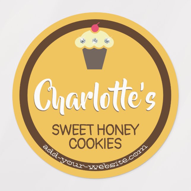 Honey Bright Yellow Cupcake Cute Baking Label (Design 1)