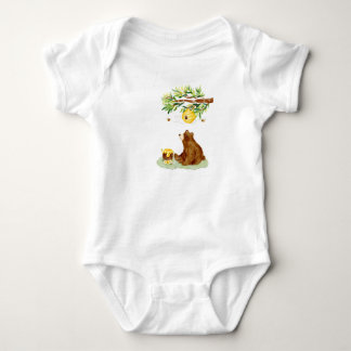 Honey Brown Bear and Beehive  Baby Bodysuit