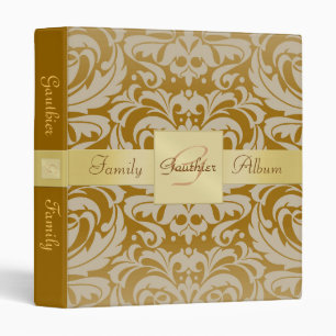 Honey Brown Damask Gold Ribbon Family Binder