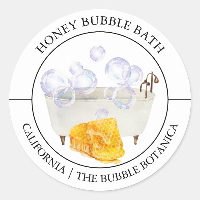 Honey Bubble Bath label (Front)