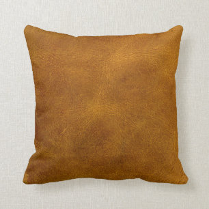 Honey Buckskin Leather Fine Grain Amber Mustard Throw Pillow