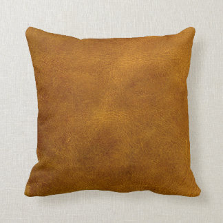 Honey Buckskin Leather Fine Grain Amber Mustard Throw Pillow