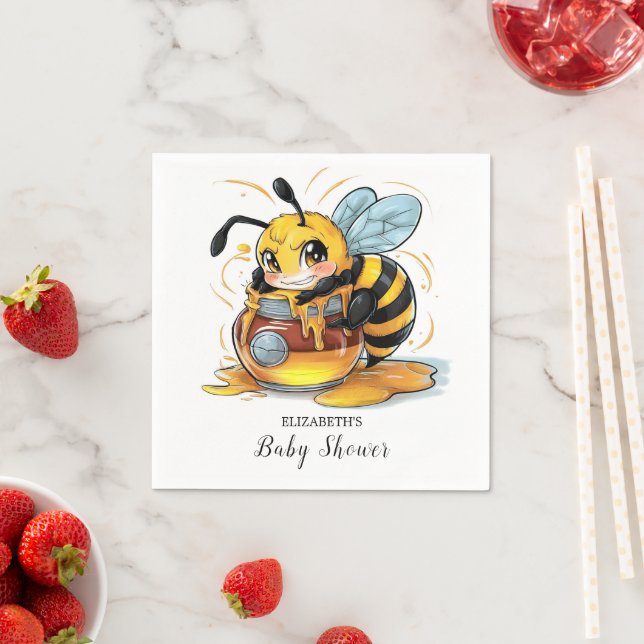 Honey Bumble Bee Baby Shower Napkin (Insitu)