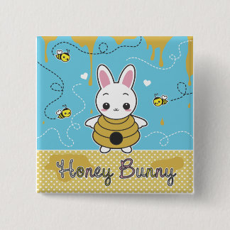 Honey Bunny 2 Inch Square Button