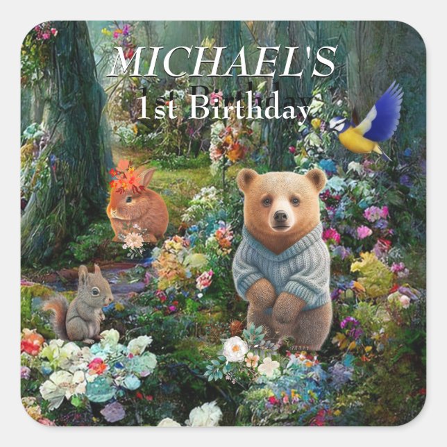 Honey Bunny and Boo Bear  Square Sticker (Front)