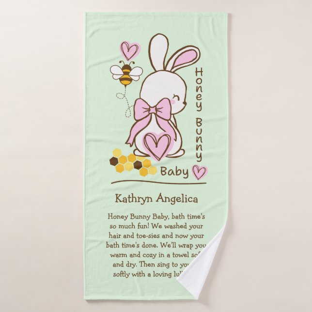 Honey Bunny Baby Girl Towel – Custom Bath Towel (Bath Towel)
