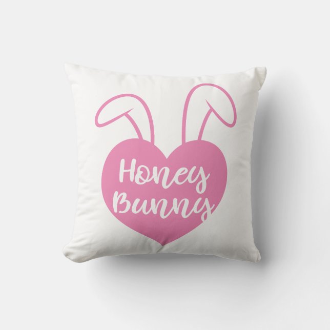 Honey Bunny pink heart Throw Pillow (Front)