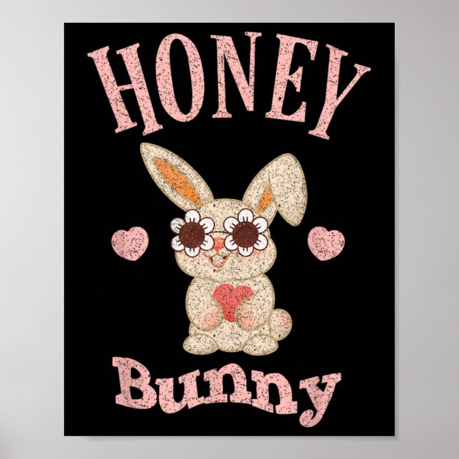 Honey Bunny Retro Easter Cute Rabbit Women Girls K Poster (Front)