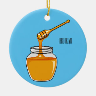 Honey cartoon illustration ceramic ornament