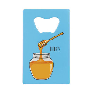 Honey cartoon illustration credit card bottle opener