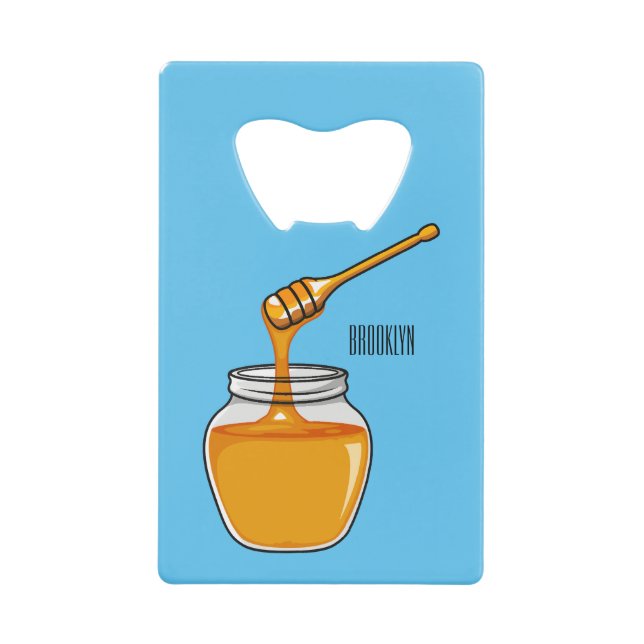 Honey cartoon illustration  credit card bottle opener (Front)