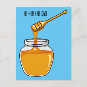 Honey cartoon illustration  postcard