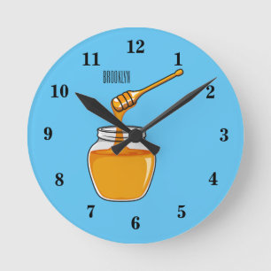 Honey cartoon illustration  round clock