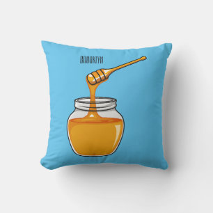 Honey cartoon illustration throw pillow